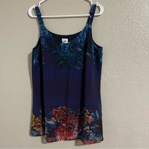 CAbi Blue and Red Floral Camisole Womens Medium Tank Top V-neck